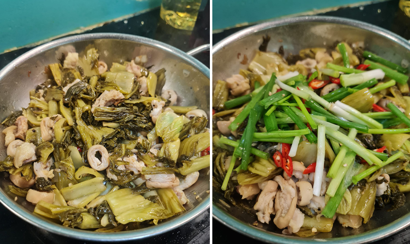 Thêm hành lá cho đẹp mắt